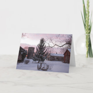 Sonnenuntergang auf der Bauernhof-Raum-Gruß-Karte Karte