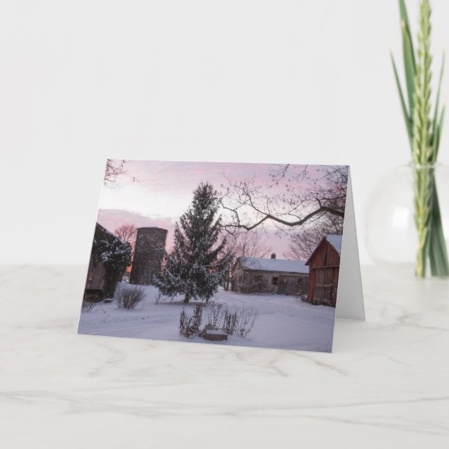 Sonnenuntergang auf der Bauernhof-Raum-Gruß-Karte Karte (Vorderseite)