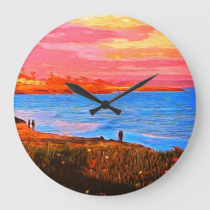 Sonnenuntergang auf der Clock an der Küste von Sa Große Wanduhr