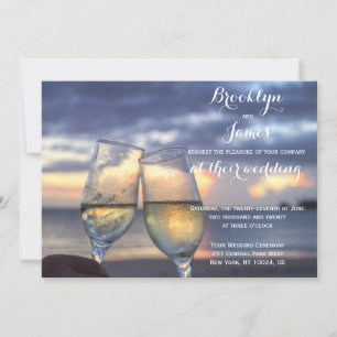 Sonnenuntergang auf der Hochzeit am Strand Einladung
