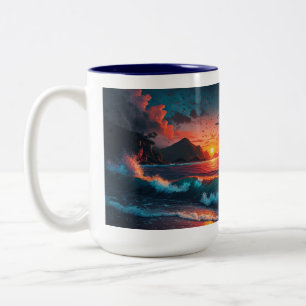 SONNENUNTERGANG AUF DER INSEL #1 ZWEIFARBIGE TASSE
