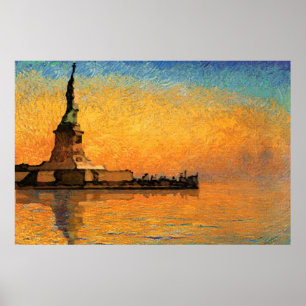 Sonnenuntergang auf der Insel Liberty Poster