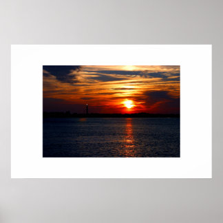 Sonnenuntergang auf der Insel Oak Poster