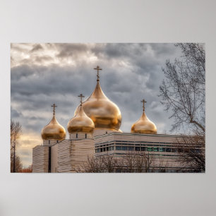 Sonnenuntergang auf der Russisch-Orthodoxen Kathed Poster