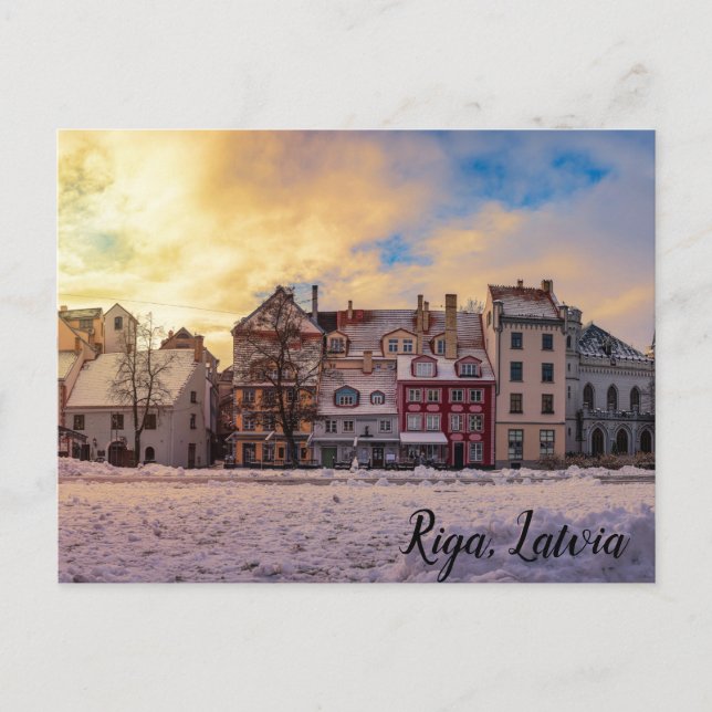 Sonnenuntergang auf der Straße von Riga Postcard Postkarte (Vorderseite)