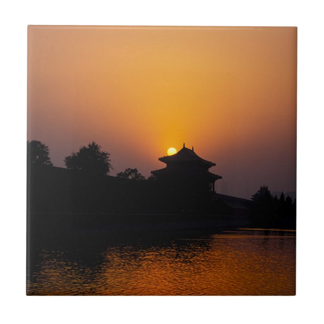 Sonnenuntergang auf der verbotenen Stadt - Peking, Fliese (Vorderseite)