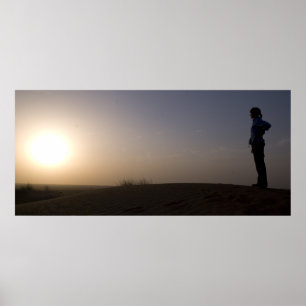 Sonnenuntergang auf der Wüste Poster