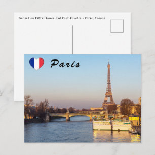 Sonnenuntergang auf Eiffelturm und Pont Rouelle -  Postkarte