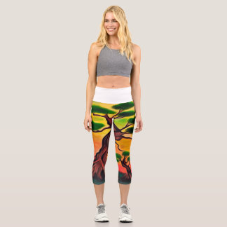 Sonnenuntergang auf einem Hügel Capri Leggings