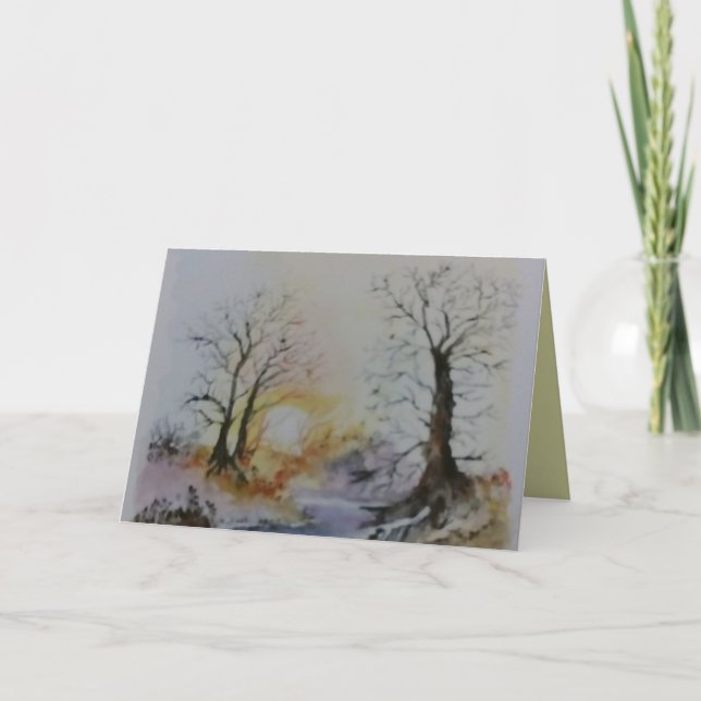 Sonnenuntergang auf Fluss und Landschaft Karte (Vorderseite)