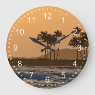 Sonnenuntergang auf Kauai Große Wanduhr