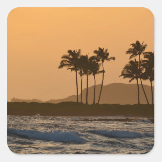 Sonnenuntergang auf Kauai Quadratischer Aufkleber