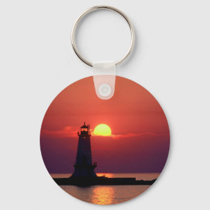 Sonnenuntergang auf Leuchtturm Schlüsselanhänger