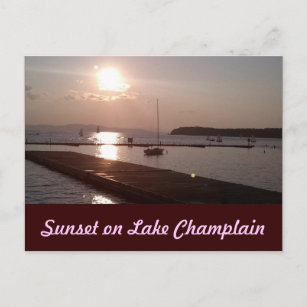 Sonnenuntergang auf See Champlain Burlington Postkarte