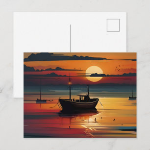 Sonnenuntergang auf See Postkarte