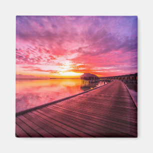 Sonnenuntergang auf Wasser-Landhaus-Erholungsort Magnet
