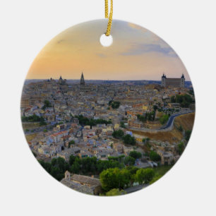 Sonnenuntergang Aussicht auf Toledo Spanien Keramik Ornament