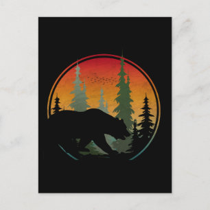 Sonnenuntergang Bär Natur Wald Tier Postkarte