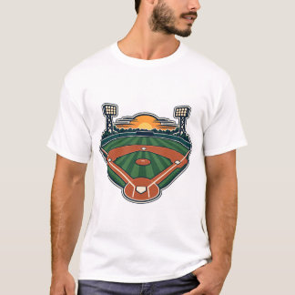 Sonnenuntergang Baseballfeld Stadionbeleuchtung T-Shirt