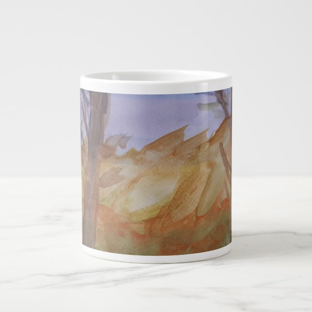 Sonnenuntergang Bäume große Tasse (Vorderseite)