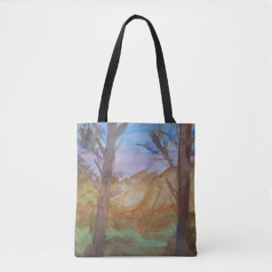Sonnenuntergang Bäume Tote Bag