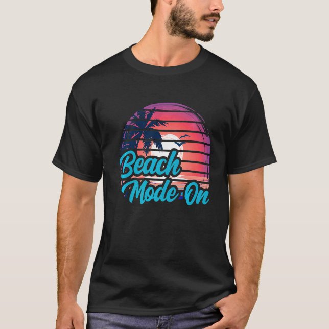 Sonnenuntergang Beach Palm Tree Sommerbetrieb Ho T-Shirt (Vorderseite)
