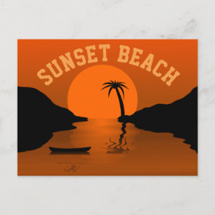 Sonnenuntergang Beach Tropical Orange Art Postkarte