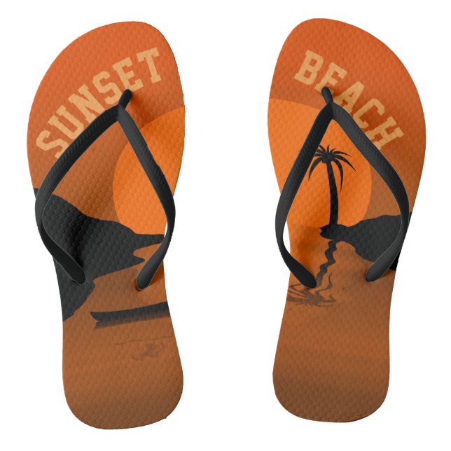 Sonnenuntergang Beach Tropical Orange Sunset Art Flip Flops (Fußbett)