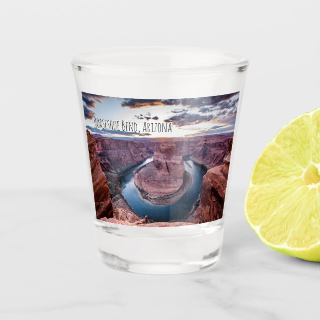 Sonnenuntergang bei Horsehoe Bend Schnapsglas (Vorderseite)