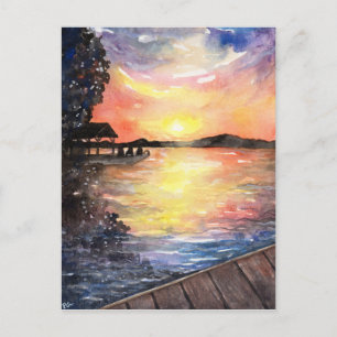 Sonnenuntergang bei Hütte Postkarte