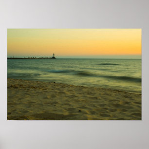 Sonnenuntergang bei Ludington Light Poster