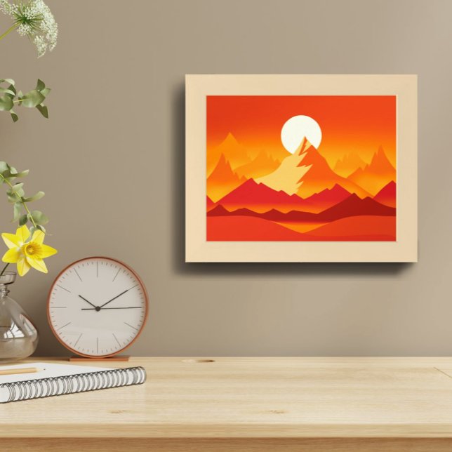 Sonnenuntergang Berggipfel Landschaftsbild Illustr Poster (Von Creator hochgeladen)