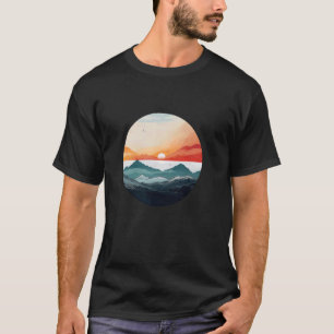 Sonnenuntergang Berglandschaft Naturliebhaber Kuns T-Shirt