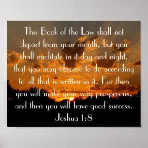 Sonnenuntergang Bibel Vers Joshua 1:8 Poster
