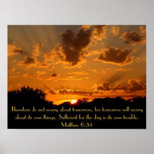 Sonnenuntergang Bibel Vers Matthew 6:34 Poster