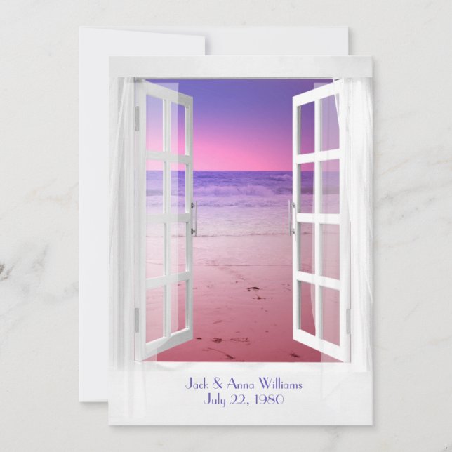 Sonnenuntergang Blick aufs Meer Vow Erneuerung Einladung (Vorderseite)