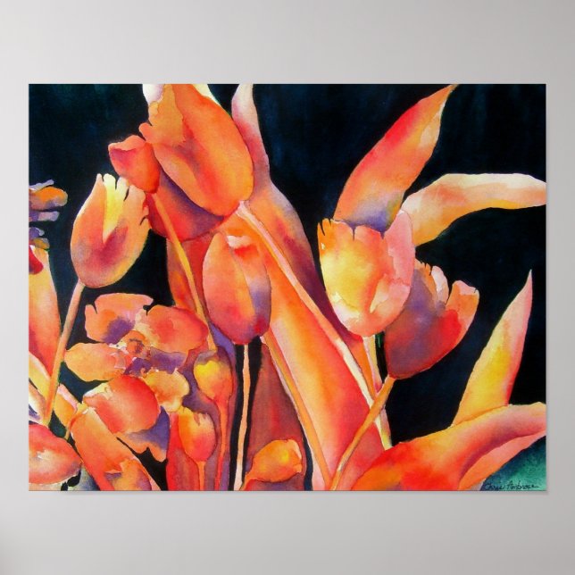 Sonnenuntergang Blume Poster (Vorne)