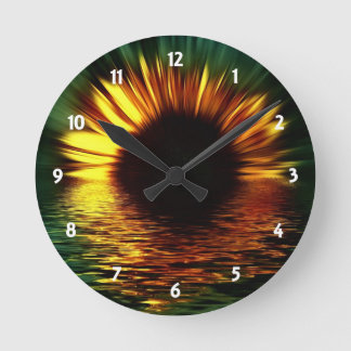 Sonnenuntergang-Blume Runde Wanduhr