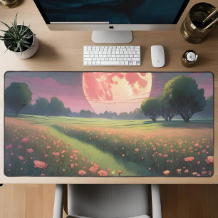 Sonnenuntergang Blumenfeld große Schreibtischmatte