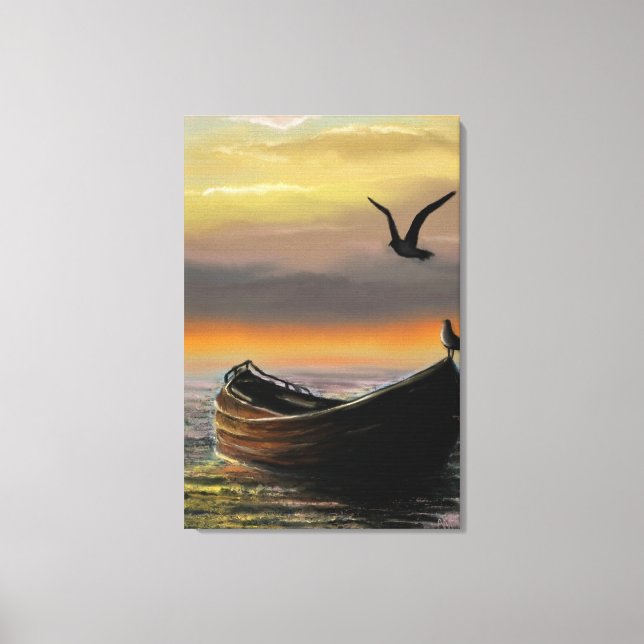 Sonnenuntergang Boat Canvas Druckruhe Leinwanddruck (Vorderseite)