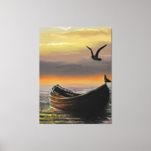Sonnenuntergang Boat Canvas Druckruhe Leinwanddruck