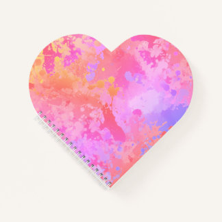 Sonnenuntergang Boho Splash (Herzform) Notizbuch