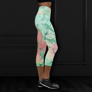 Sonnenuntergang   Cantaloupe Cassis und Neo Mint Capri Leggings