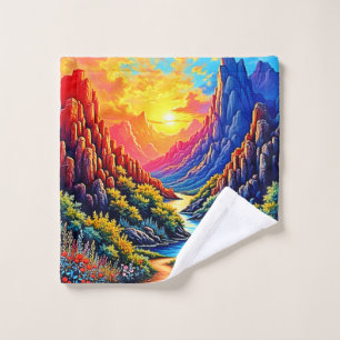Sonnenuntergang Canyon Fluss Kunst Badhandtuch Set