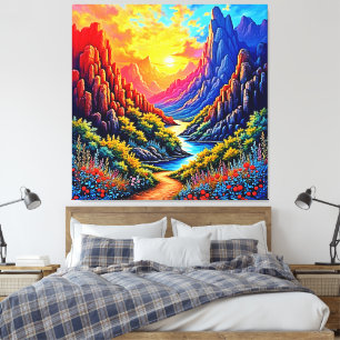 Sonnenuntergang Canyon Fluss Kunst Leinwanddruck