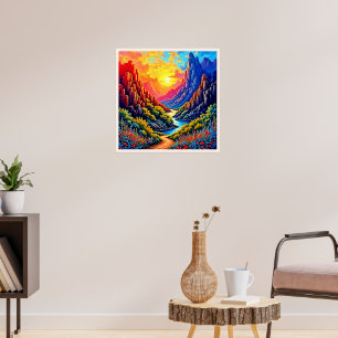 Sonnenuntergang Canyon Fluss Kunst Poster