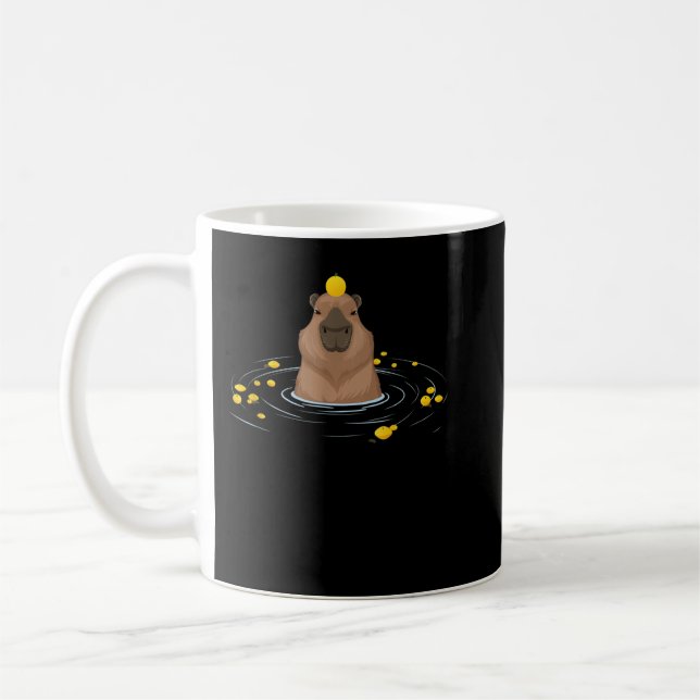 Sonnenuntergang Capybara im Wasser mit Zitronenmee Kaffeetasse (Links)