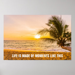 Sonnenuntergang Coconut Palm am Strand Poster