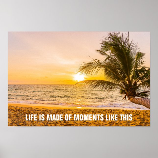 Sonnenuntergang Coconut Palm am Strand Poster (Vorne)