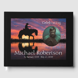 Sonnenuntergang Cowboy auf Pferdefeier Gästebuch